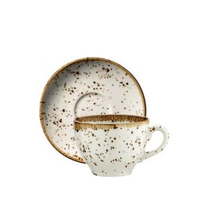 Kütahya Porselen Atlantis Lima Çay Fincan Tabak Krem - KÜTAHYA PORSELEN