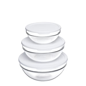 97314 Paşabahçe Chef's Beyaz Kapaklı 3'lü Saklama Kapaklı Set - PAŞABAHÇE