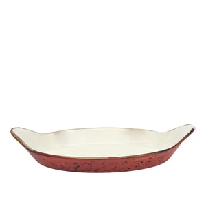 Tulu Porselen Oval Sahan Sunum 34 X 19cm - Reactıve 36 Kırmızı SNM34OFKR36 - TULU PORSELEN