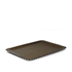 Özgül Deri Dikdörtgen Tepsi (20X30 Cm) Kahverengi - ÖZGÜL MELAMİN
