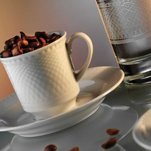 Kütahya Porselen Zümrüt Kahve Fincanı Tabaklı 80 cc - KÜTAHYA PORSELEN