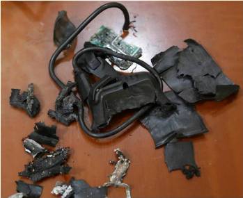 Remanant of a Hezbollah beeper following Israel's Operation Grim Beeper