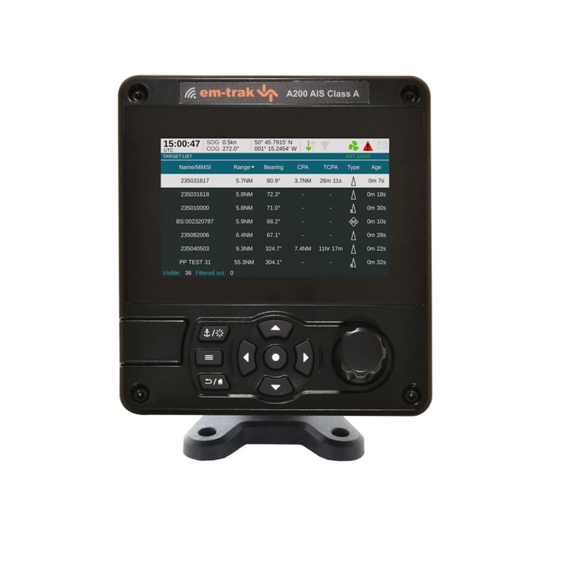 A200 : Transpondeur IMO SOLAS AIS classe A 12,5W IP67 écran 5'' HD