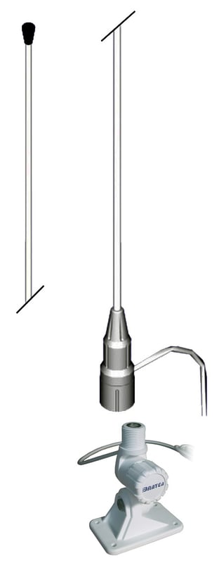 Antenne VHF ECO 3dB, 1,2 m, 5m de câble, rotule plastique (VEP/353-1)