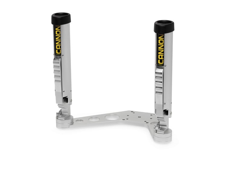 Double porte canne articulé pour fixation sur downrigger