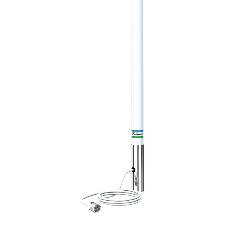 Antenne fibre de verre Blanche - 2.4m, 6dB, avec férule laiton chromé