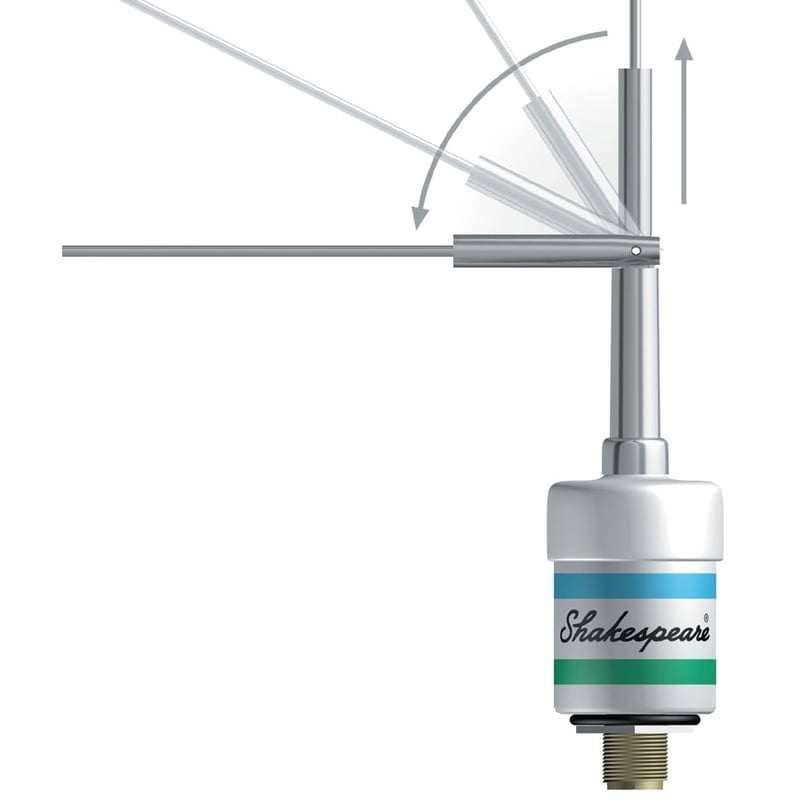 Antenne fouet inox basculante - 0.9m, 3dB, connecteur S0-239+ support