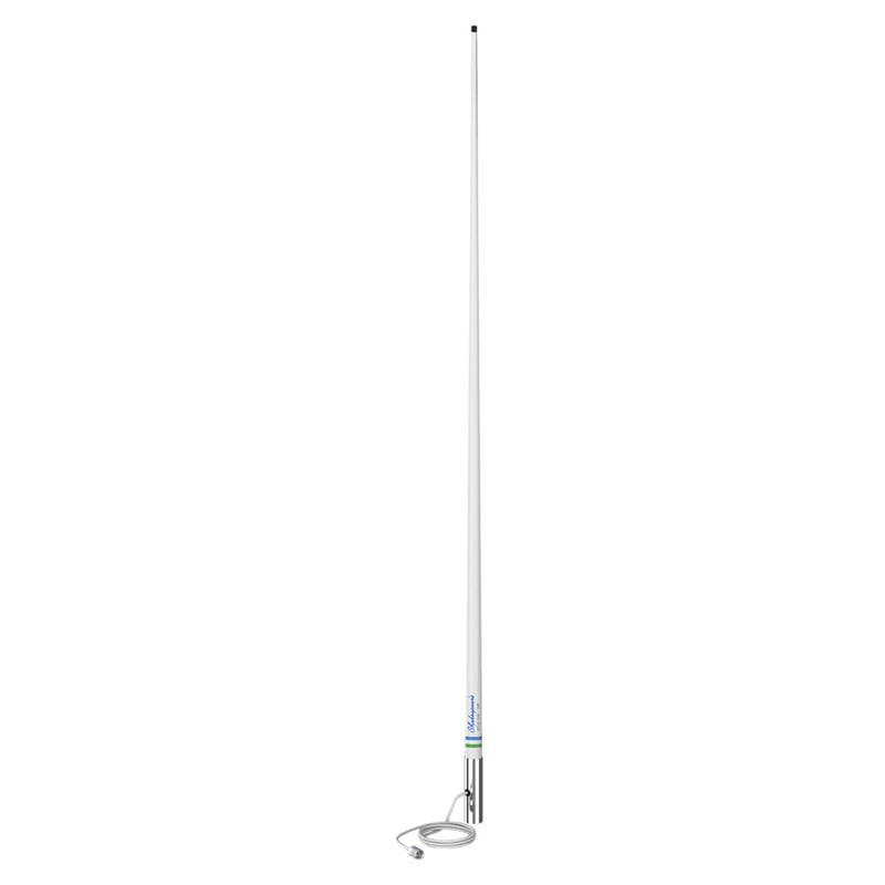 Antenne VHF Blanche - 1.5m, 3dB, férule laiton chromé, sans support