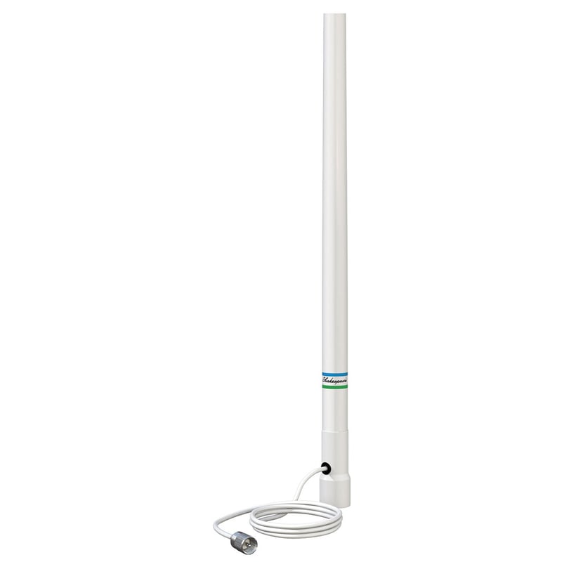 Antenne VHF Blanche - 1.5m, 3dB, en fibre de verre sans support