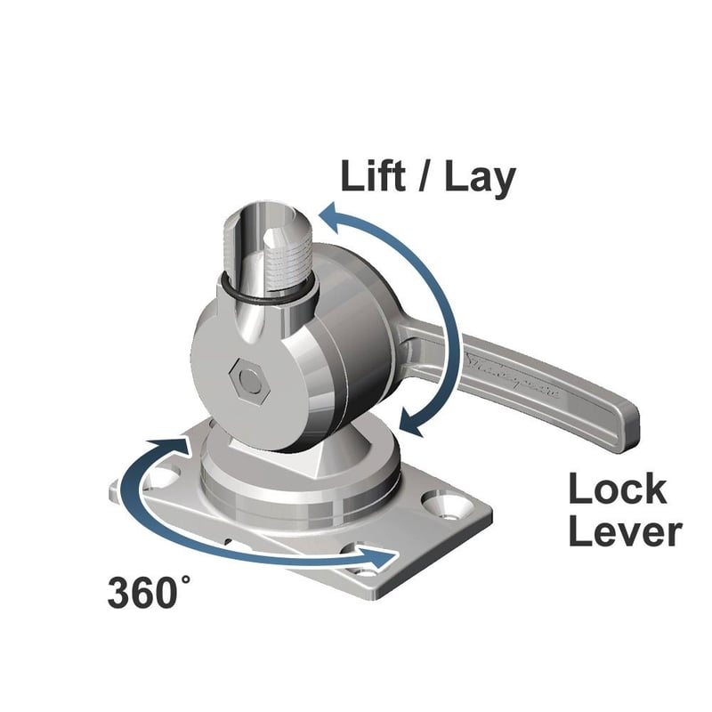 Rotule inox pivotante, "réglage simple", hauteur 83mm