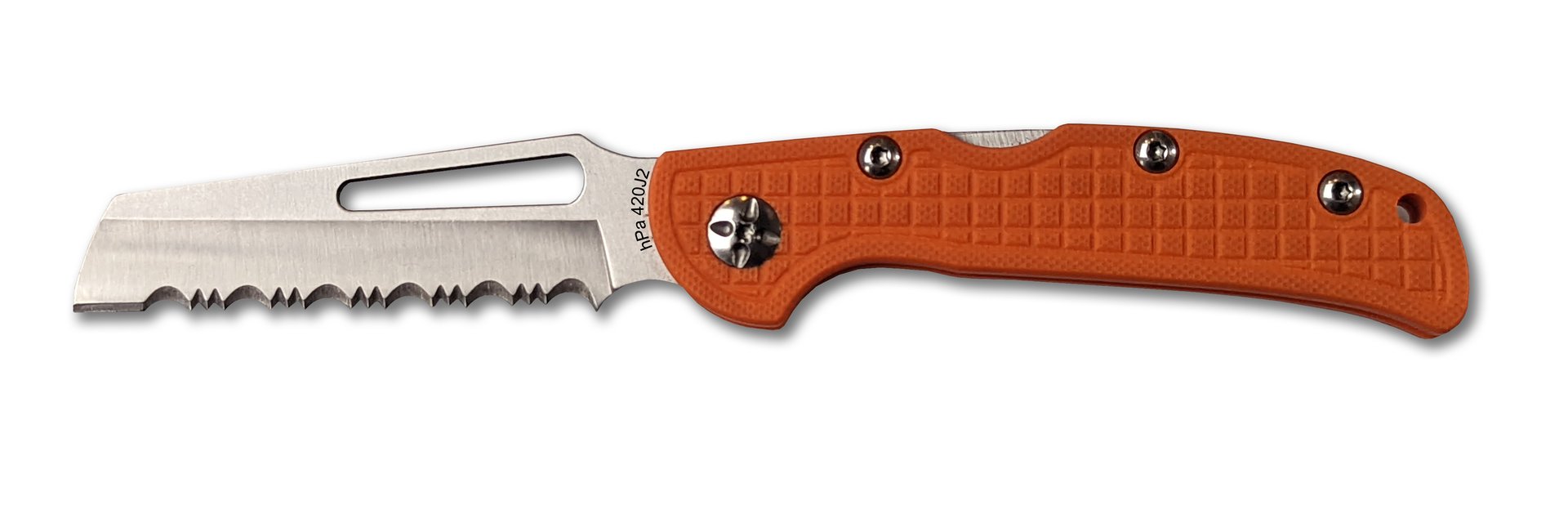 Couteau LE SAUVETEUR pliant, lame inox. Orange
