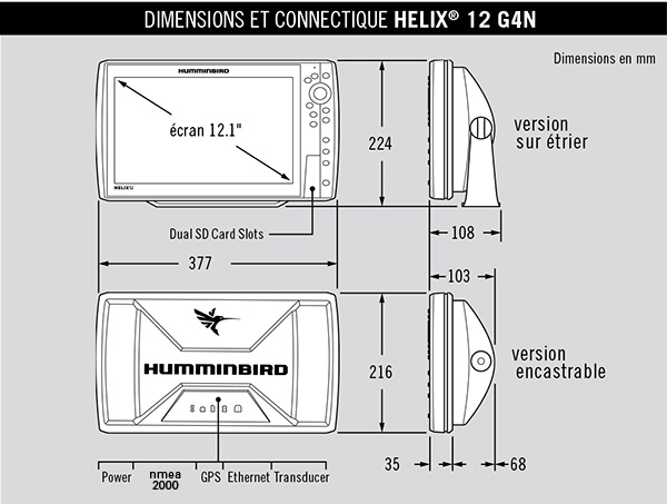 Combiné HELIX 12 G4N CHIRP DS - Série HELIX12 G4N - Navicom - Toute  l'électronique marine