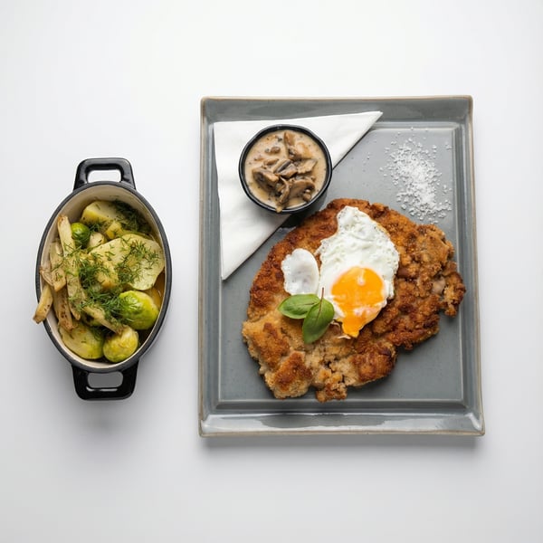 AI-generated variant of Schabowy z jajkiem sadzonym