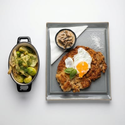 AI-generated variant of Schabowy z jajkiem sadzonym