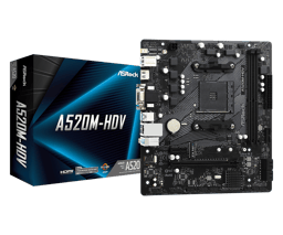 Tarjeta Madre Asrock A520M-HDV Support AMD AM4/ PCIE3.0/ DDR4 4733/ HDMI/ D-Sub DVI-D/ SATA3/ Ultra M.2