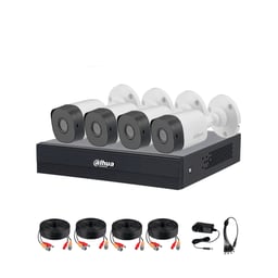 Kit Dahua DHI-KIT/XVR1B04-I/T/4-B1A11N-0280B NVR De 4 Canales / Con 4 Camaras / 1MP / 2.8MM / Hasta 5 Canales IP / SMD Plus / Compresion H.265 / Camaras De Policarbonato