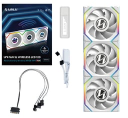 Kit 3 Ventiladores Lian Li Uni Fan SL Wireless LCD/3X120MM/ARGB/1900RPM/PBT/Color Blanco/G99.12SLLCD1W3W.00