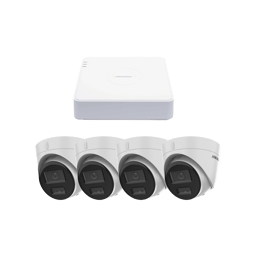 Kit NVR 4 Canales Con 4 Puertos POE Hikvision KIPCV2M/4T IP 1080P/2MP/4 Camaras IP Turret Con Microfono Integrado/Colorvu y Acusense Lite