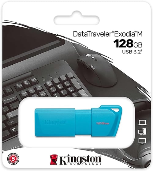Memoria USB 128GB Kingston KC-U2L128-7LB Datatraveler Exodia M, USB 3.2, Color Aqua