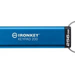 Memoria USB 256 Kingston IKKP200/256GB Ironkey Keypad 200, USB3.2/IP68/Color Azul