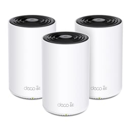 Router Inalambrico TP-Link Deco XE75(3-Pack) 2.4/5/6GHZ, Tri-Banda, Con Sistema de Red WI-FI en Malla 2402MBIT/S, 3X RJ-45, 4 Antenas Internas