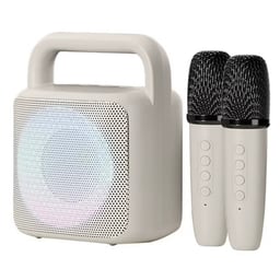 Bocina Portátil Inalámbrica M56PRO-BEIGE/DBL Bluetooth RGB con 2 Micrófonos