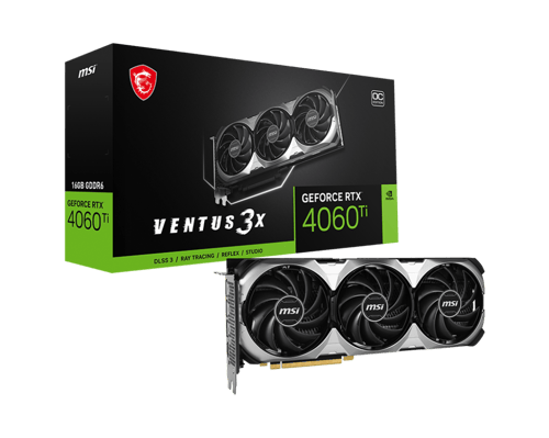 Tarjeta de Video MSI Nvidia Geforce RTX 4060 TI Ventus 3X 16G OC / 16GB/ GDDR6/ 128BIT/ 2625MHZ/ HDMI/ PCI Express 4.0X16