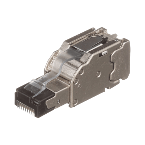 Conector RJ45 Blindado Panduit FPS6X88MTG Compatible con CAT5E/ CAT6/ CAT6A Color Plata Instalacion Recta