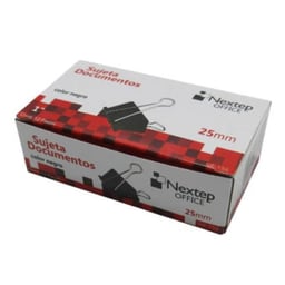 Caja Con 12 Piezas de Sujeta Documentos Nextep NE-156 de 25 mm/1"/Negro
