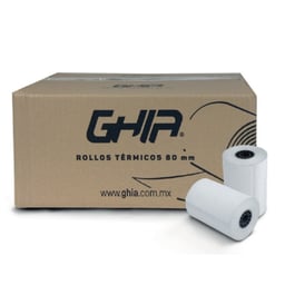 Paquete C / 50 Rollos De Papel Termico GHIA CTG80N De 80X70MM / Para Impresoras De 80MM / Reaccion Negro