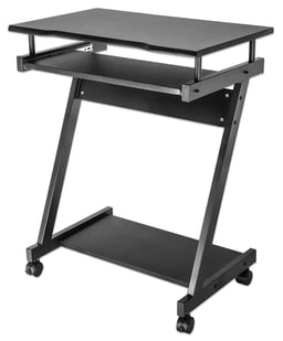 Escritorio Compacto Manhattan 207690 Color Negro, Ruedas, Bandeja Deslizable Para Teclado