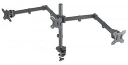 Soporte de Escritorio para 3 Monitores 13"- 27" Manhattan Hasta 21KG Color Negro, 461658