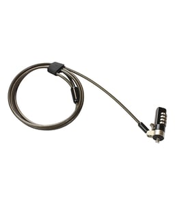 Candado Seguridad P/Laptop EC Line EC-CP001 de 1.8M/Combinación de 4 Dígitos/Acero Galvanizado/Trenzado Revestido con Vinil Transparente/Rotación 360 Doble Eje/Negro