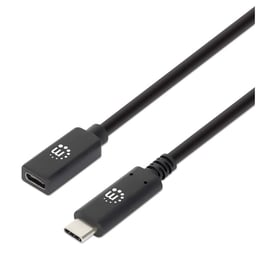 Cable de Extension USB-C a USB-C Manhattan 355230 Macho-Hembra/50CM/10 GBPS/Color Negro