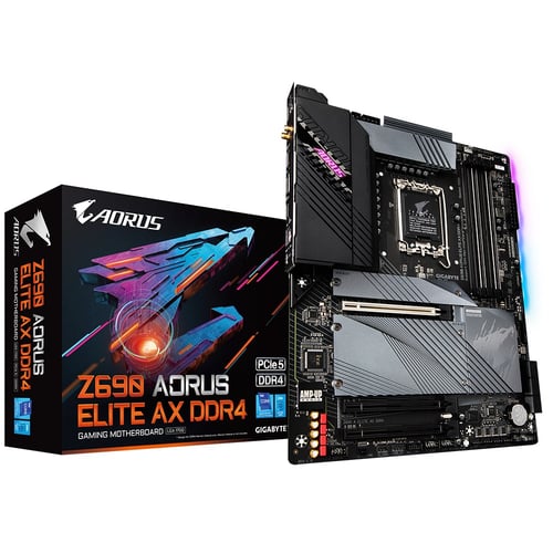 Tarjeta Madre Gigabyte Z690 A Elite AX DDR4 S-1700 12 GEN/ 4XDDR4 3200MHZ/ PCIE 16X/ DP/ HDMI/ 2 X USB 3.2/ USB-C/ M.2/ WIFI/ Bluetoth/ ATX