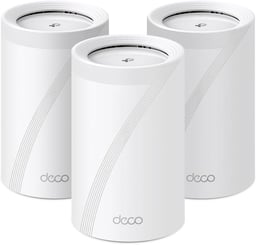 Kit de Router Inalambrico Mesh TP-Link Deco-BE65-3PACK/5GHZ/Triple Banda/2 Puerto 2.5 Gigabit WAN/LAN/4 Antenas Internas/Operacion Multi-Link MLO/Administracion Mediante la App Deco (IOS/Android)/Homeshield