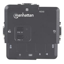 Switch KVM Manhattan 151252 Compacto 2 Puertos/Con Cables y Soporte de Audio/Color Negro