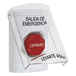 Botón Multipropósito de Emergencia STI SS23A2EX-ES para Interiores/Con Texto Salida de Emergencia/Llave para Restablecer/Bocina Integrada de Alarma/Tapa de Policarbonato/2 Relevadores Forma C