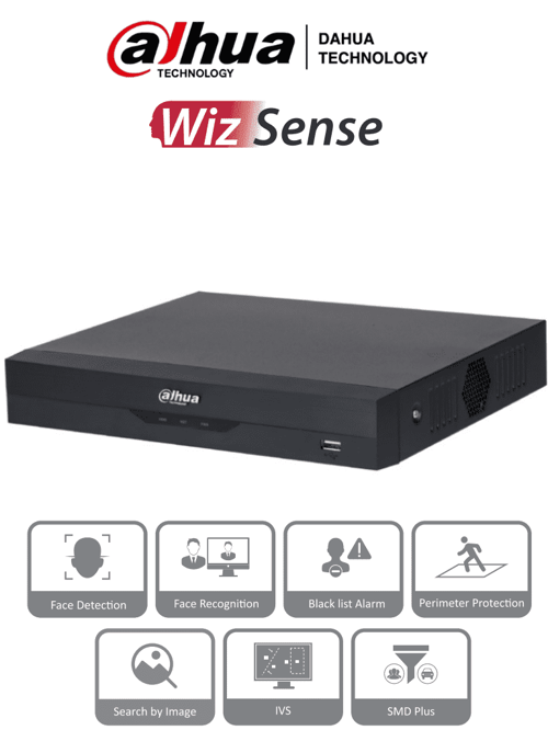 NVR 4 Canales Dahua NVR2104HS-P-I2 8MP/ 4K/ 4 Canales IP/ WizSense/ 4 Puertos POE/ H265+/ 80 MBPS/ 10 TB/ HDMI y VGA