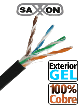 Bobina de Cable UTP CAT5E Saxxon OUTPCAT5EGCOPEXT 100% Cobre Con Gel/Exterior/305M/Color Negro