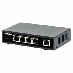Switch POE+ Gigabit Intellinet 561839 5 Puertos/No Administrable/30W/PTO 62W/Compatibles Con IEEE 802.3AT/AF (POE+/POE)/Color Negro
