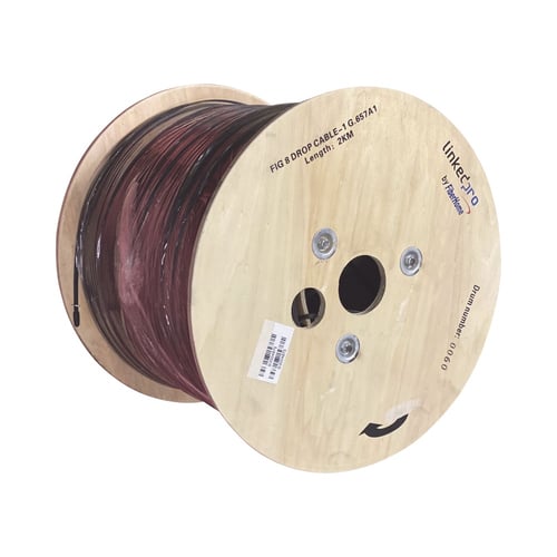 Carrete de 2 KM de Fibra Optica Aerea Linkedpro/ Mini Figura/ Monomodo de 1 Hilo/ Color Negro, IC-FIG8A1-1C/2KM