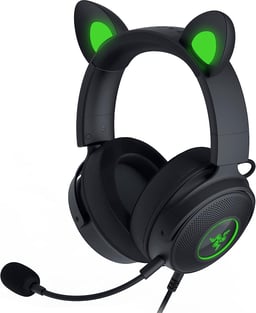 Diadema Gamer Con Microfono Razer Kraken Kitty V2 Pro/ Alambrico/ 2M/ RGB/ USB/ Color Negro-Verde, RZ04-04510100-R3U1
