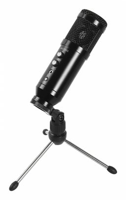 Micrófono Gamer Acteck Devo Plus MC455 / USB / 20Hz-20kHz / 160 x 47 x 47 mm / Cable USB-A a USB-B / Condensador + Trípode + Filtros de Sonido / Negro