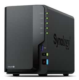 Servidor NAS Synology DS225+/2 Bahias/2GB DDR4/Hasta 40TB/ Intel Celeron J4125/Puertos 1GBE y 2.5GBE/USB 3.2 GEN 1/Compatible Con Raid