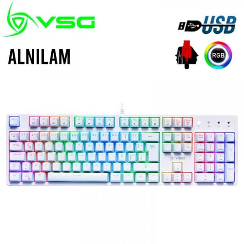 Teclado Mecanico Gamer VSG Alnilam Kailh Rojo VG-KM983-WHT-RED Alambrico/ RGB/ Español/ USB/ Blanco