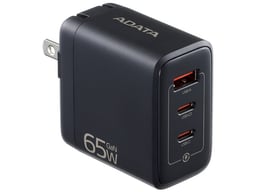 Cargador de Pared Adata CHARGERU-0653-QCPDBK 65W, 2 Puertos USB-C, 1 Puerto USB A Enchufe Plegable, Negro