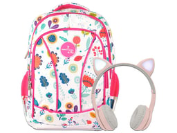 Mochila Para Laptop 15.6" Perfect Choice PC-911913 Brooklyn Flores/Con Audífonos Catto/Bluetooth/USB/3.5mm/Rosa
