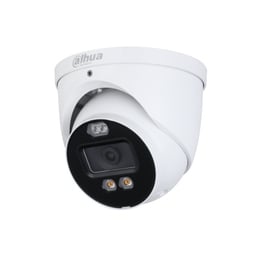 Cámara domo TIOC Dahua DH-HAC-ME1809HN-A-PV, 4K, lente de 2.8 mm, luminador dual inteligente con fullcolor, estrobo con luz roja y azul, apertura de 106°, IR de 40 metros y luz visible, micrófono integrado, IP67