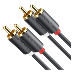 Cable Audio Ugreen 10520, 2 RCA Macho a 2 RCA Macho/5M/Con Anillos de Goma para Asegurar un Agarre Firme al Instalar o Quitar el Cable/Negro